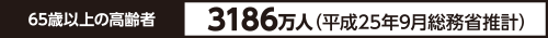 65歳以上の高齢者:3186万人(平成25年9月総務省推計)